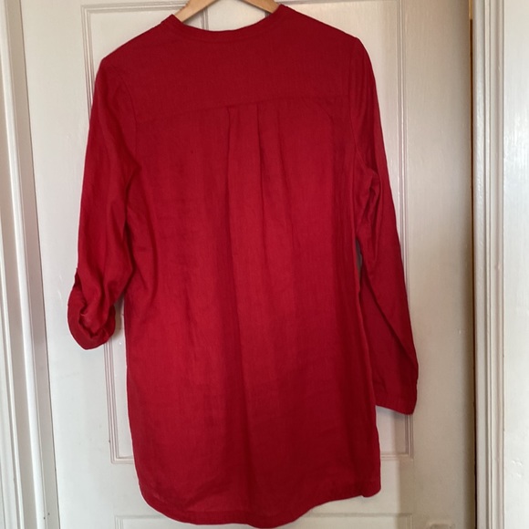 Linen Tunic Length Blouse - Picture 8 of 8